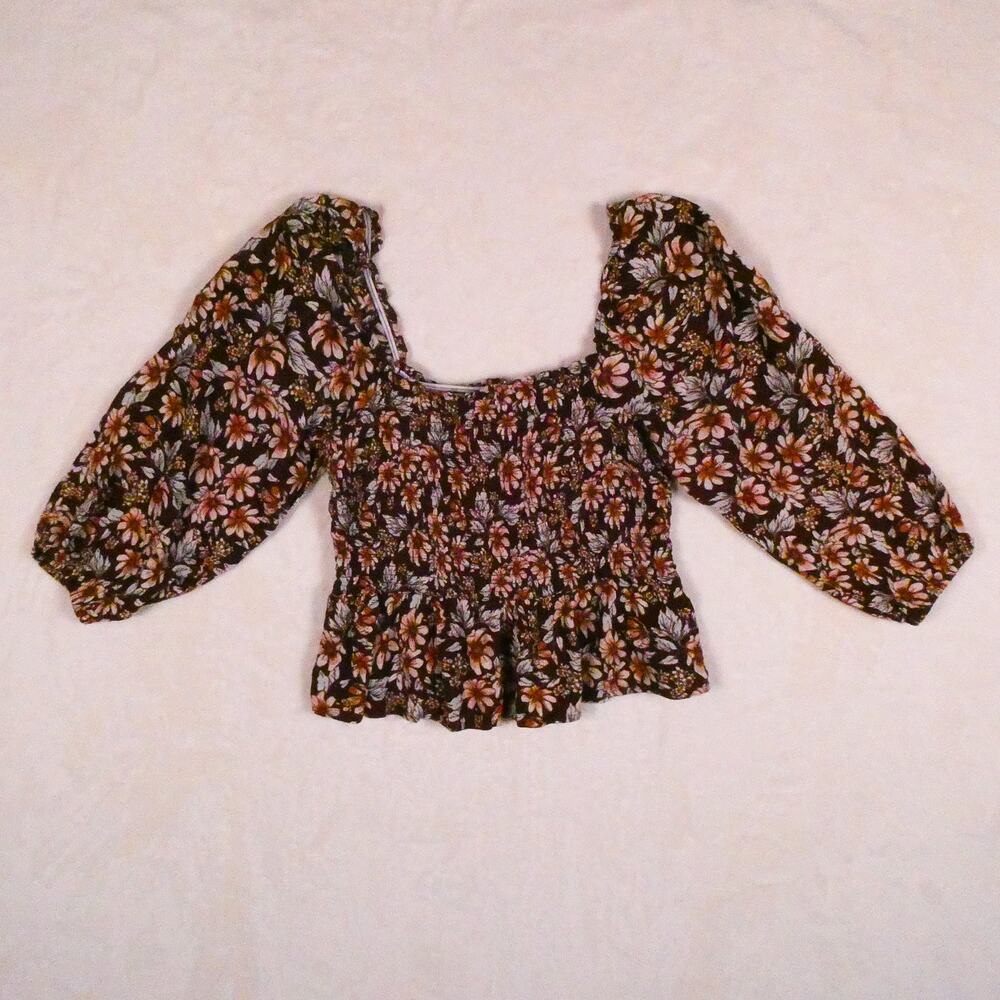 AE Brown Floral Crop Top Size XS Forest Witchy Cottagecore Whimsigoth
